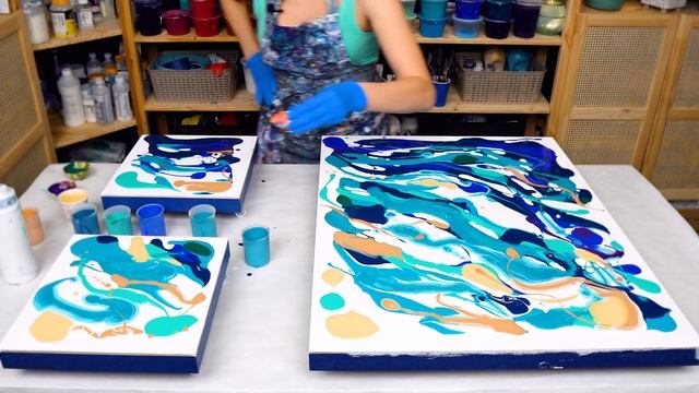 HUGE Surprising Triptych!? DYNAMIC ? Abstract Painting ~ Acrylic Pouring ~ Triptych Acrylic Paintin смотреть онлайн