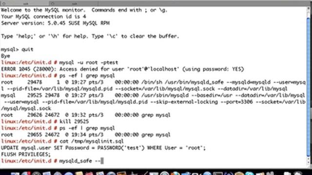 MySQL - changing lost root password смотреть онлайн