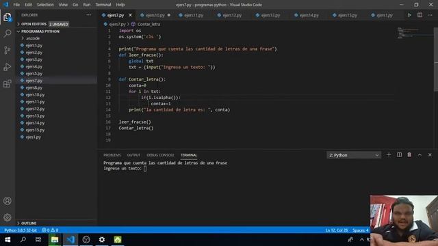 Python: Programa que cuenta los caracteres de un texto смотреть онлайн