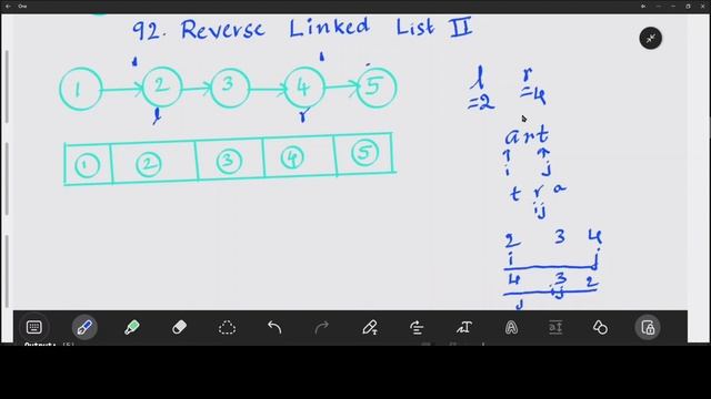 Leet Code. 92 Reverse Linked List II -- Java -- O(n) time and space смотреть онлайн