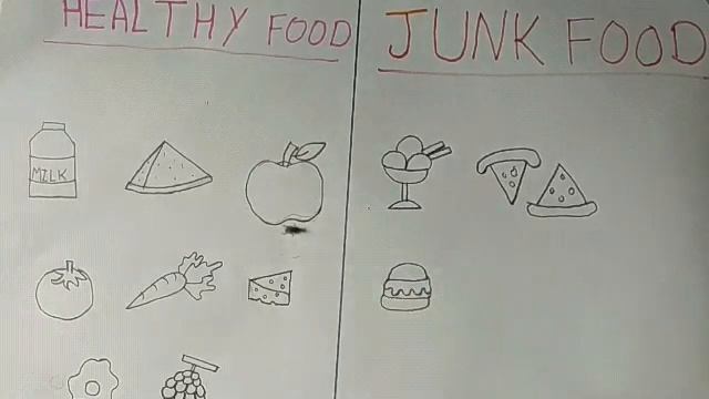 How to draw food | healthy food ?? and junk food ?? drawing | make poster смотреть онлайн