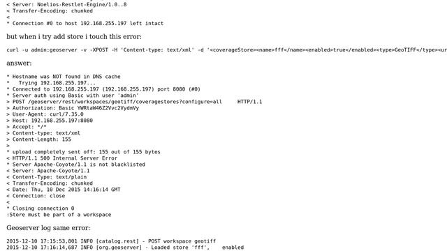 GIS: Error adding store through REST API to GeoServer смотреть онлайн