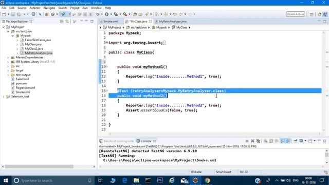 How to run failed test cases using RetryAnalyzer in TestNG смотреть онлайн