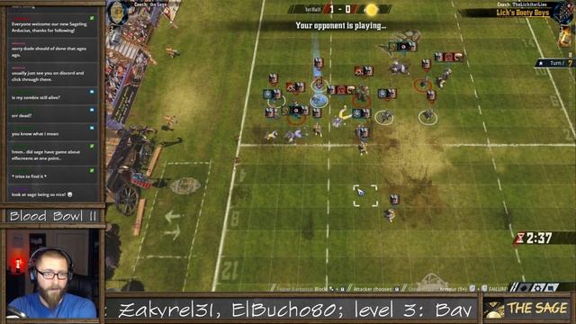Blood Bowl 2 - Necromantic (the Sage) vs Undead (theLichthatLies) REBBRL pre-Master spin 1 смотреть онлайн