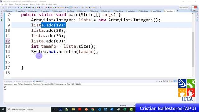 List y ArrayList metodo add size get y recorrer un lista en JAVA смотреть онлайн