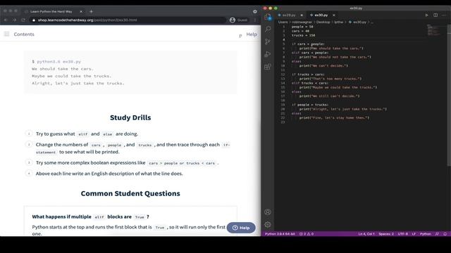 Learn Python 3 The Hard Way - Exercise 30: Else and If смотреть онлайн