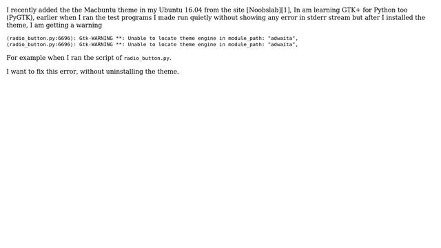 Gtk-WARNING \*\*: Unable to locate theme engine in module_path: "adwaita", error on executing... смотреть онлайн