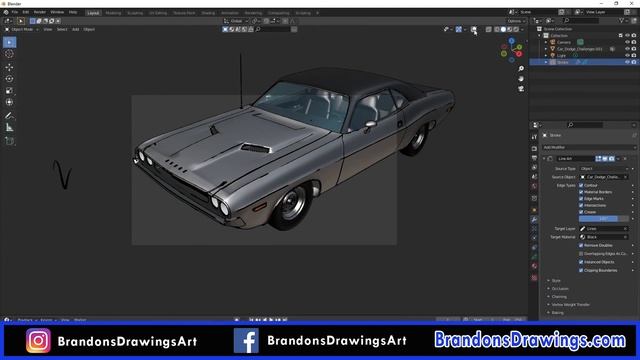 Create LINE ART over 3D objects with a modifier! смотреть онлайн