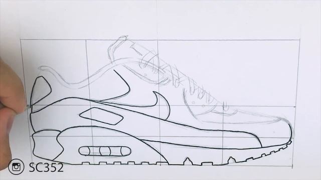 How To Draw - Step by Step: Nike Air Max 90 w/ Downloadable Stencil смотреть онлайн