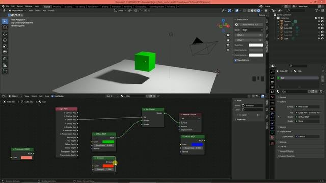 Blender 3D. Узел Light Path. Is Diffuse Ray. Распыление цвета смотреть онлайн