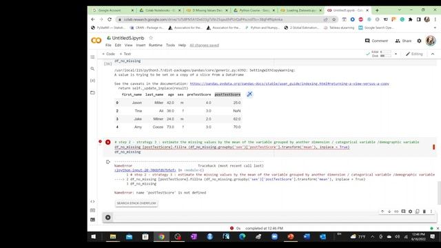 3 Python Google Colab Deleting or Estimating Missing Values смотреть онлайн