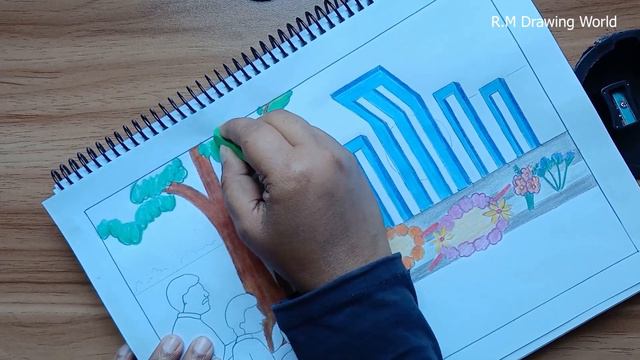 How to draw scenery of 21st February Step by step (very easy) || Art video || 2nd part || смотреть онлайн
