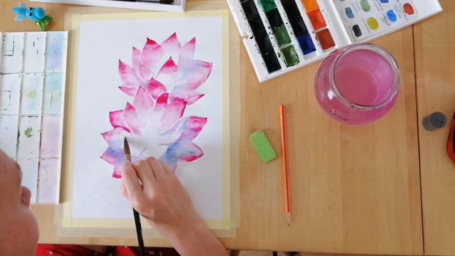 Лотос акварелью/ 荷花水彩画  #lotus #aquarelle #watercolor