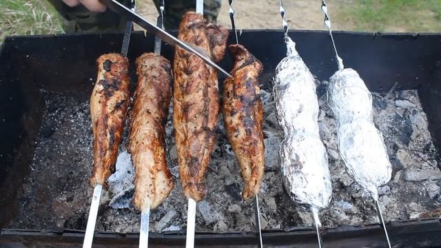 Супер сочный шашлык из свиной вырезки. Плюс гарнир из картошки. смотреть онлайн