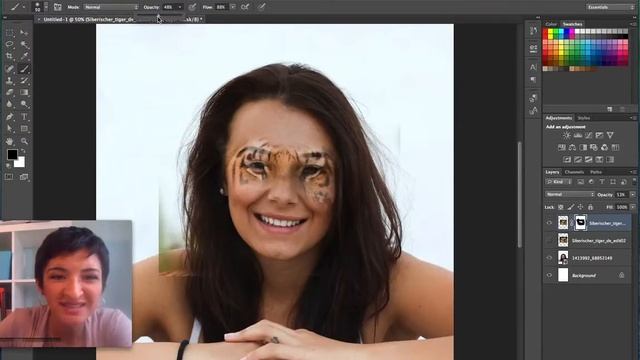 Face merge with animal Self Portrait Photoshop tutorial смотреть онлайн