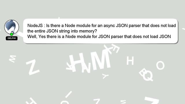 NodeJS : Is there a Node module for an async JSON parser that does not load the entire JSON string смотреть онлайн