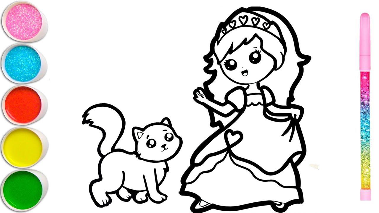 How to draw a princess, a cat, a princess's bedroom, vegetables for children смотреть онлайн