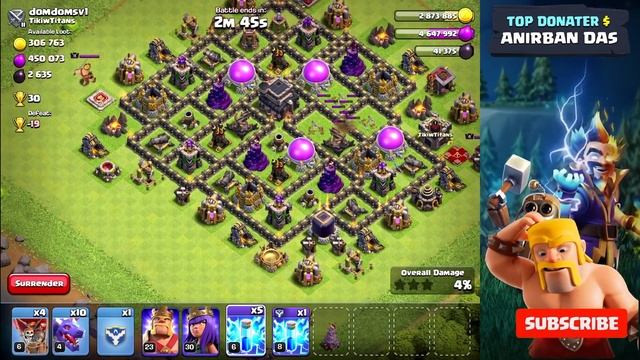 Th9 Zap Dragon War Attack without Heroes | Best TH9 No Heroes Attack Strategy in Clash of Clans смотреть онлайн