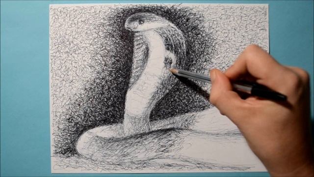 Cobra Snake Drawing / Ballpoint Pen Sketch / Cool Technique / Scribble Art Therapy / Day 038 смотреть онлайн