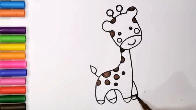 Cute Giraffe Drawing Painting And Coloring For Children And Toddlers | Drawing Easy