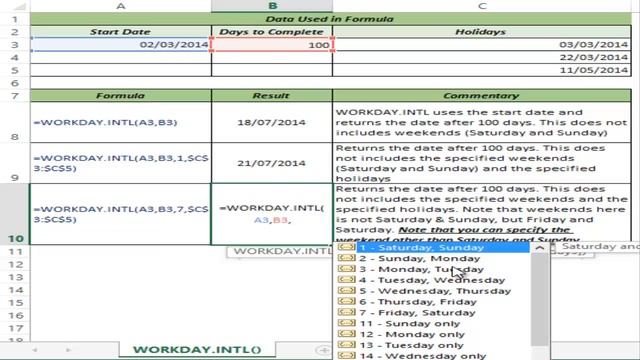 WORKDAY INTL Formula in Excel смотреть онлайн