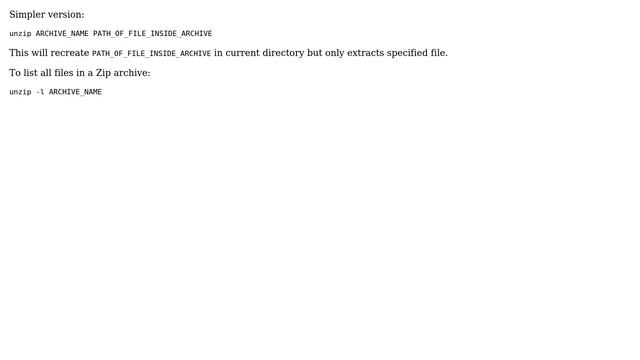 Unix & Linux: Extract only a specific file from a zipped archive to a given directory смотреть онлайн
