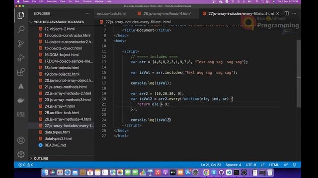 19.Javascript Array reduce task and methods(fill, every, keys, entries, some, reverse) смотреть онлайн
