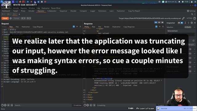 Portswigger Web Academy - Visible Error-based SQL Injection - Lab Walkthrough смотреть онлайн