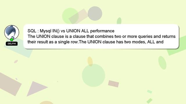 SQL : Mysql IN() vs UNION ALL performance смотреть онлайн