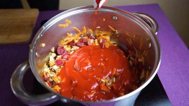 ТОМАТНЫЙ СУП с КОЛБАСКАМИ. Настоящее МУЖСКОЕ БЛЮДО. смотреть онлайн