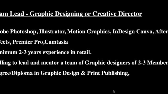 Team Lead - Graphic Designing or Creative Director job vacancy in UAE смотреть онлайн