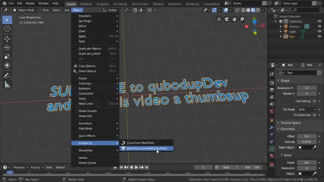 How to Convert Text to Mesh in Blender 2.8 смотреть онлайн