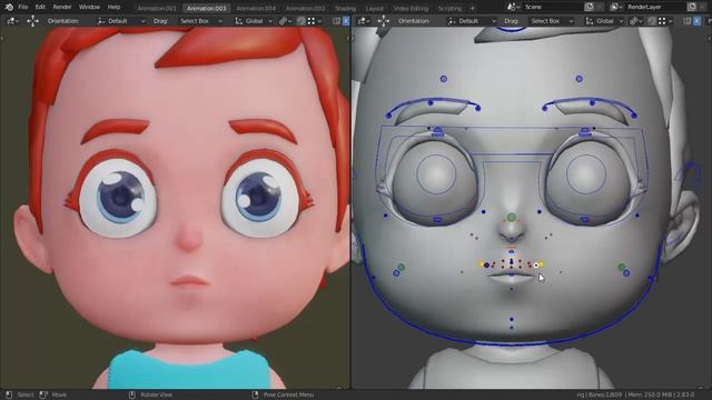 Blender 3D Facial rig and Animation reel смотреть онлайн