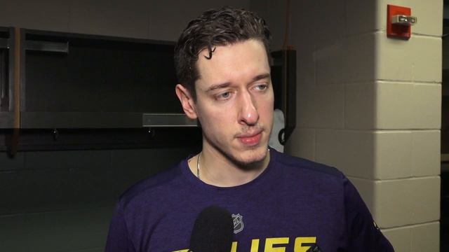 Blues goalie Jordan Binnington talks after beating Wild to extend winning streak смотреть онлайн