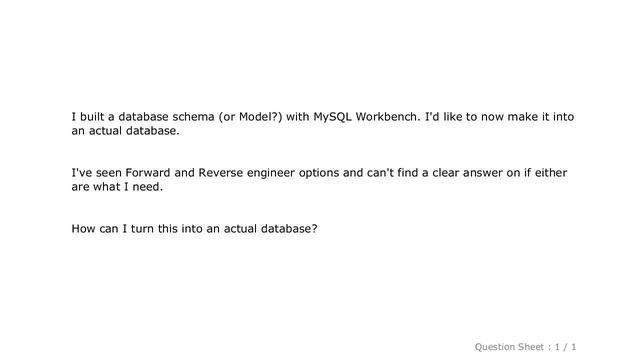 MySQL : Creating a database with MySQL Workbench from existing schema/model смотреть онлайн