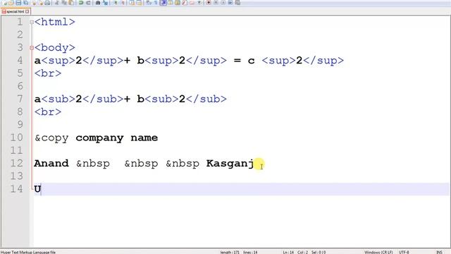 Learn Html Beginners Part - 12 Superscript,Subscript, And Special Symbols смотреть онлайн