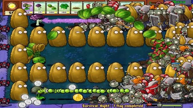 Plants Vs Zombies - Scaredy Shroom,Melon Pult, Gatling Pea Vs Gargantuar смотреть онлайн