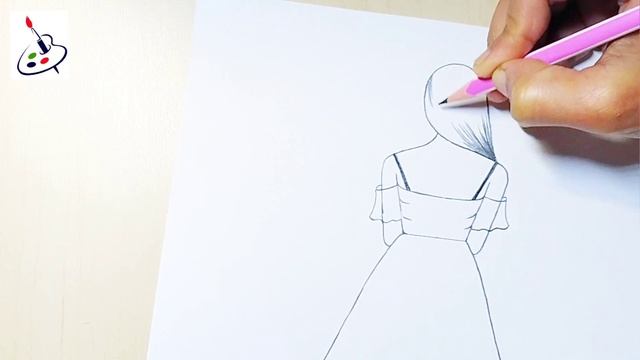 Girl Dress Drawing||Pencil Sketch||Easy Drawing ideas for Beginners||How to draw a girl easy смотреть онлайн