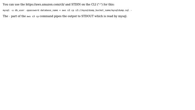 DevOps & SysAdmins: Can you restore a MySQL dump file from an S3 bucket to an RDS instance? смотреть онлайн