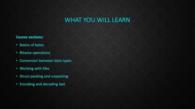 My first Udemy course: Working with Binary Data in Python 3 смотреть онлайн