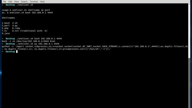 Oneliner Reverse Shell Command Generator смотреть онлайн