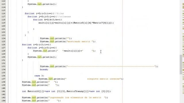 Menu con Suma, Multiplicacion e Inversa de Matrices. Matrix, Arrays in Java. Java. смотреть онлайн