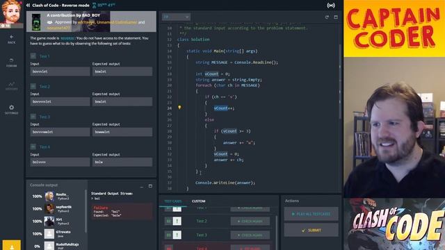 Clash of Code in C#: String Challenge replacing Vs with Ws смотреть онлайн