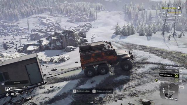 SnowRunner. Мир Кольский полуостров. Карта Имандра. YAR 87 и Azov 5319 выполняют много поручений.