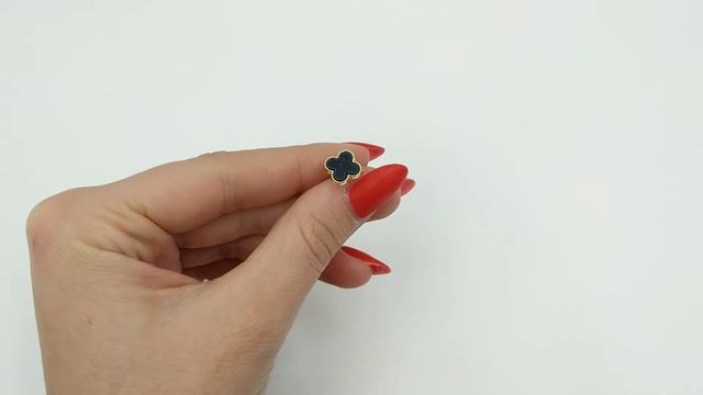 Женские сережки гвоздики Клевер черные FASHION 12-36484 смотреть онлайн