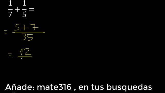 1/7 mas 1/5 . Suma de fracciones heterogeneas , diferente denominador 1/7+1/5 смотреть онлайн