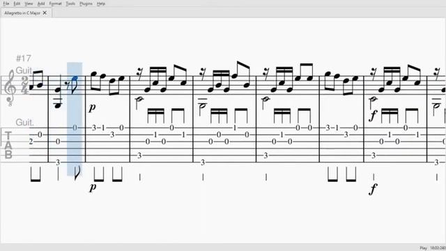 Allegretto In C Major Op 59 - Matteo Carcassi(Music Sheet/Tab).