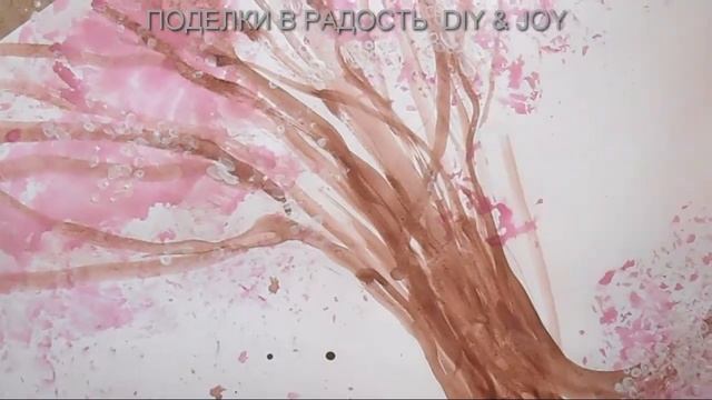 Как нарисовать весеннее цветущее дерево. Рисуем ватными палочками и пленкой. 2 часть. смотреть онлайн
