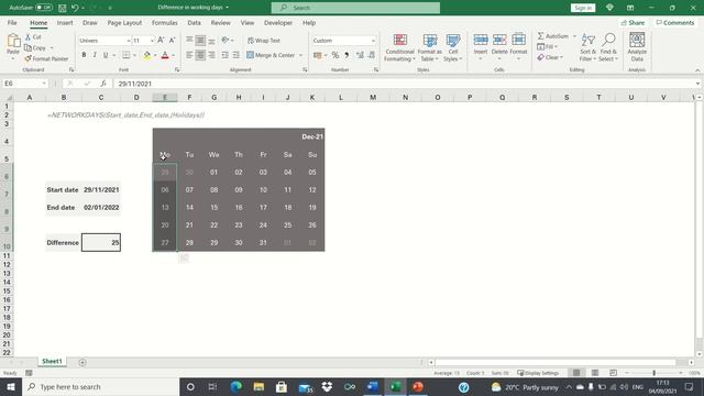 Calculate The Difference In Working Days Between Two Dates In Excel Using NETWORKDAYS смотреть онлайн