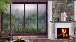 Дождь и гроза за окном уютной спальни и теплый камин для сна ?| Шум дождя и грома для сна